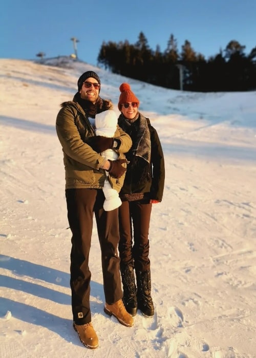 Aleksandra Anja Alač with her partner Andrej Josifovski and their child in January 2022