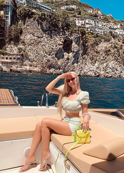 Christine Quinn as seen while posing for a picture in Amalfi, Italy