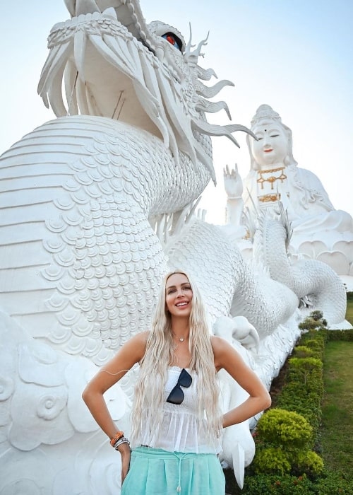 Christine Quinn smiling in Chiang Rai, Thailand in February 2020