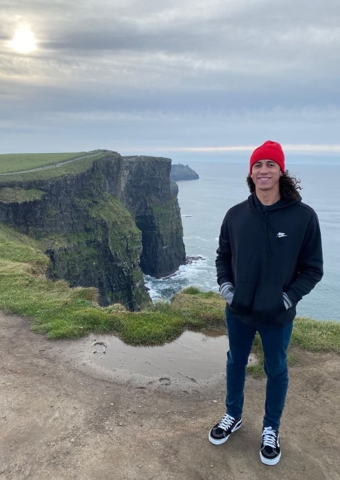 Cole Tucker enjoying himself in the windy city of Galway in Ireland in November 2019