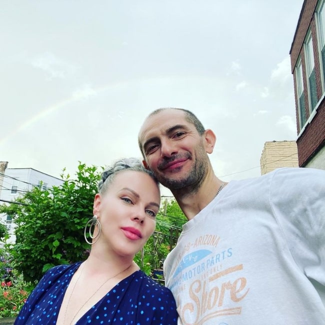 Debi Mazar and her husband Gabriele Corcos in a selfie that was taken in Brooklyn, New York in June 2020