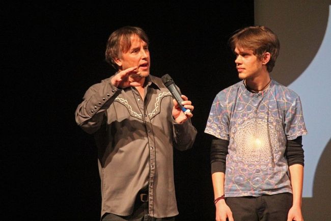 Ellar Coltrane seen with director Richard Linklater in 2013