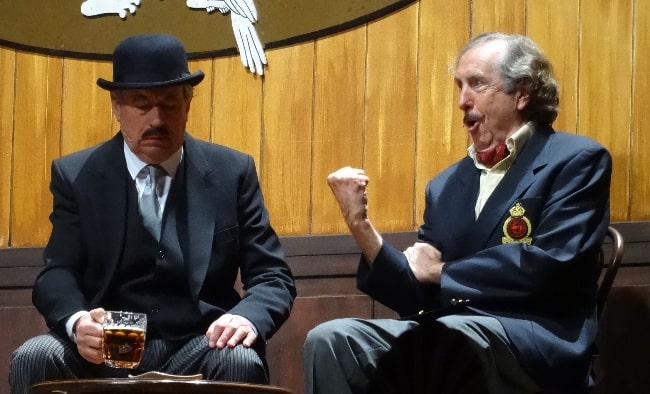 Eric Idle (Right) and Terry Jones as seen while performing the 'Nudge, Nudge' sketch during the Monty Python Live (Mostly) show in July 2014