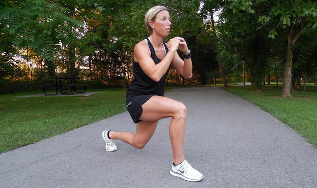 Erin Oprea demonstrates a lunge