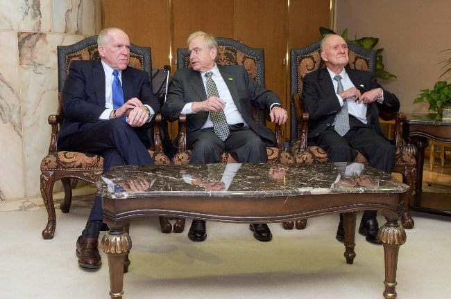 From Left to Right - John O. Brennan, Sandy Berger, and Brent Scowcroft at King Khaled International Airport in Riyadh, Saudi Arabia in 2015