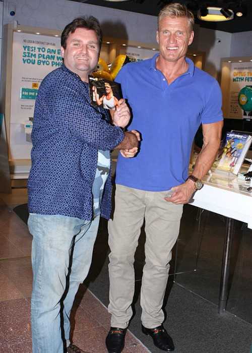 Greg Tingle and Dolph Lundgren in September 2014