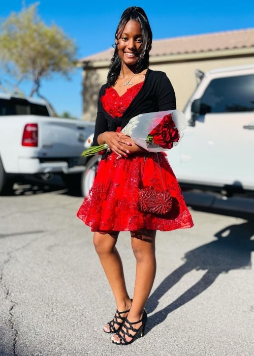J'aaliyah Royalty as seen in a picture that was taken on her 8th grade prom in May 2022