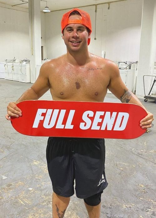 Jesse Sebastiani as seen in a picture that was taken with a skateboard in June 2020