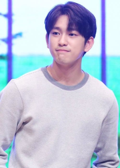 Jinyoung during an event in 2017