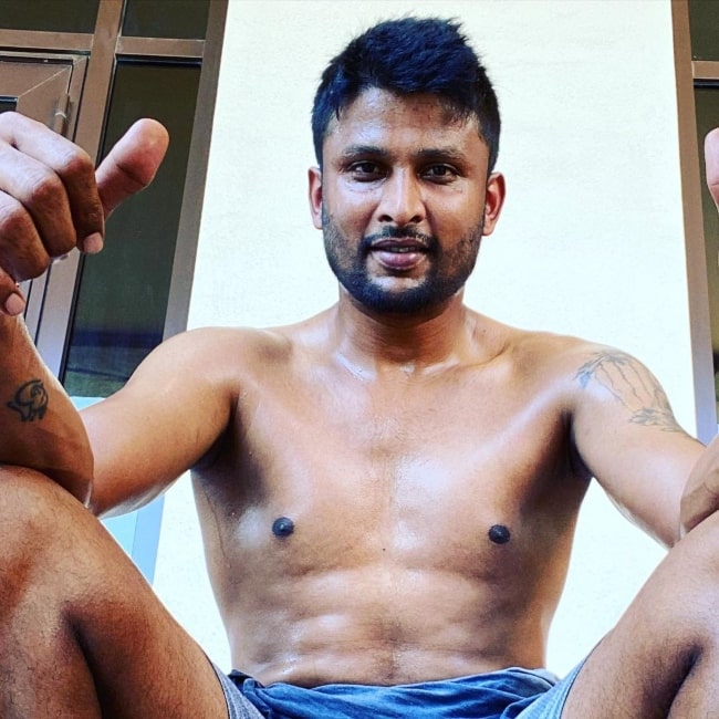 Krishnappa Gowtham as seen in a shirtless picture that was taken in September 2020