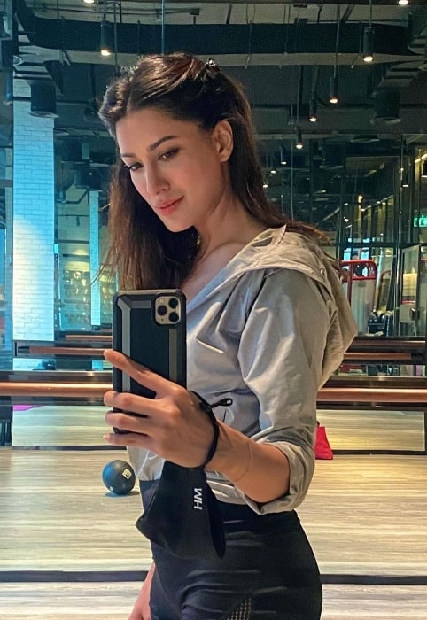 Mehwish Hayat as seen while taking a mirror selfie in October 2021