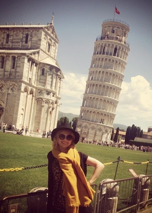 MyAnna Buring as seen in a picture taken in front of the Leaning Tower of Pisa in Pisa, Italy in June 2014