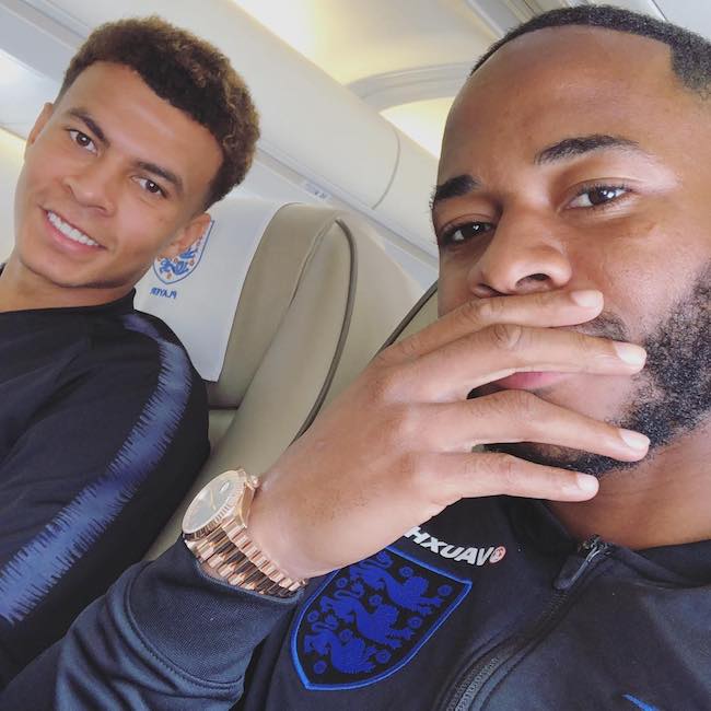 Raheem Sterling and fellow player Dele Alli in June 2018