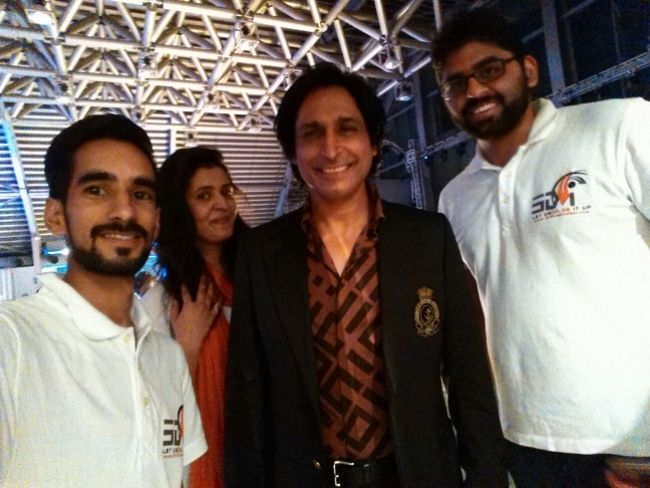 Ramiz Raja (2nd from right) seen during the Pakistan Super League in 2015