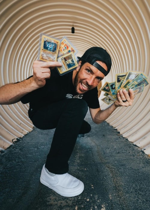 Shaun McBride as seen in a picture with his top pokemon card collection Pallet Town, Kanto in May 2021