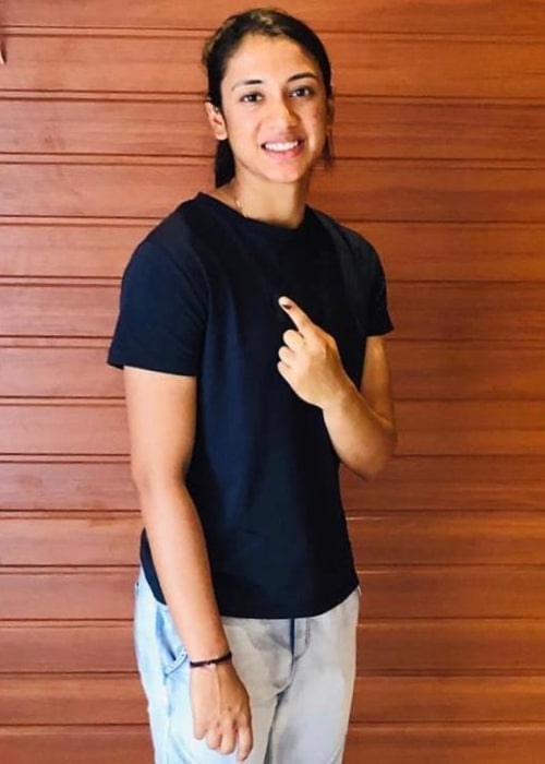 Smriti Mandhana after voting in the Lok Sabha Elections in April 2019