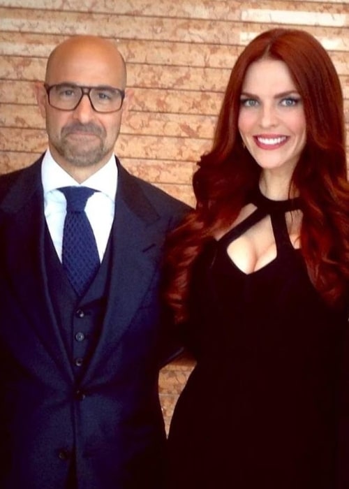 Stanley Tucci as seen while posing for a picture alongside actress Melanie Specht in August 2014