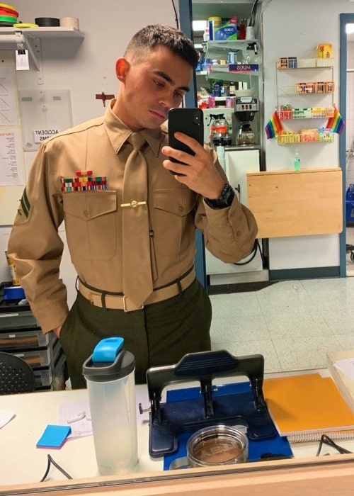 Tyler Alvarez as seen in a selfie taken at the Roundabout Theatre Company in April 2020