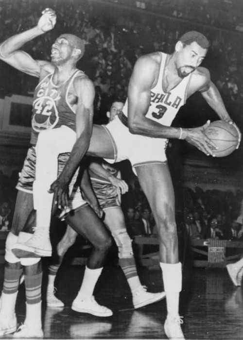 Wilt Chamberlain and Nate Thurmond During a Basketball Game in 1966